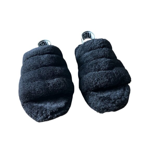 UGG Womens Super Fluff Slipper‎ Black 9.5 - Picture 2 of 8